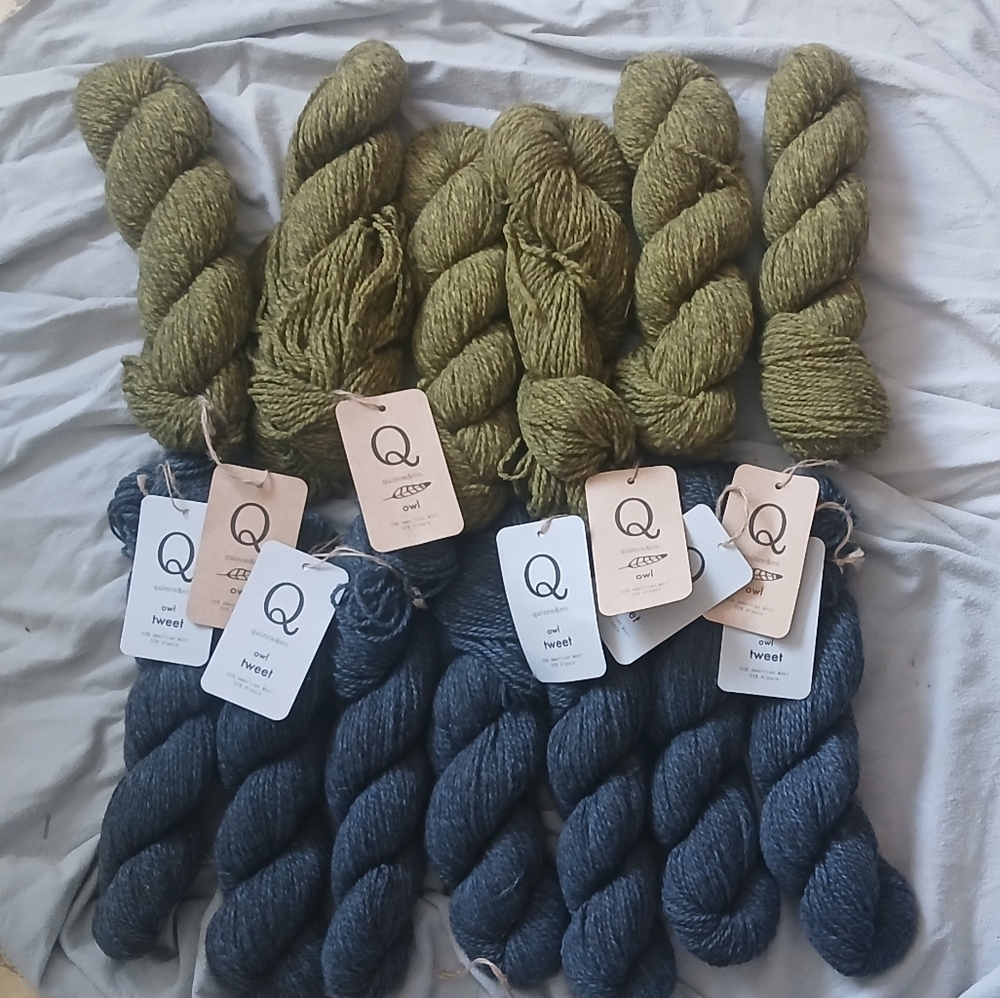 16 Skein  Quince & Co Owl Yarn Bundle in Allagash and Chamomile Make An OFFER